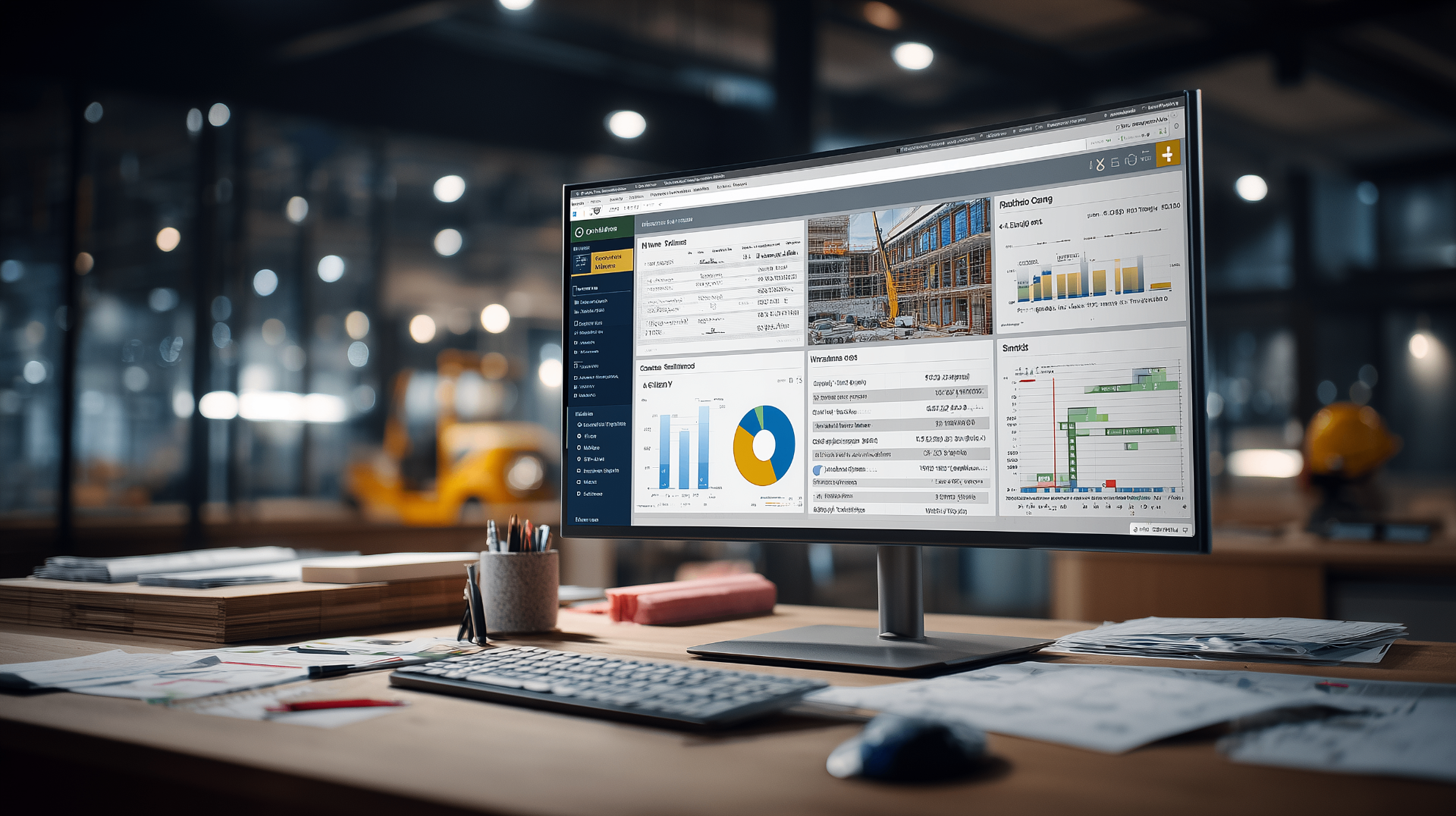 Modern contractor-focused QuickBooks dashboard displayed on a desktop monitor